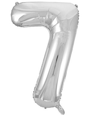 Tallet 7 - Sølvfarget JUMBO Folieballong 86 cm