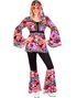 60's Lilla Hippiekostyme med Fargerike Blomster til Dame - XX-Large