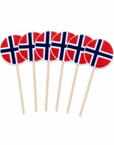 27 stk Runde Norske Flagg Kjærligheter på Pinne - Hel Eske 1,35 kg
