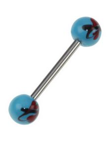 Design Flower Blue - Håndmalt Tungepiercing