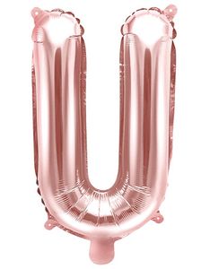 Bokstaven U - Rosegullfarget 35 cm Folieballong