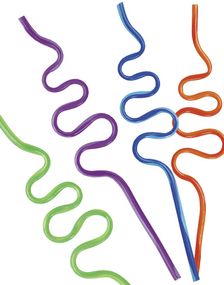 12 stk Gjenbrukbare Swirly Straws - Bølgede Sugerør