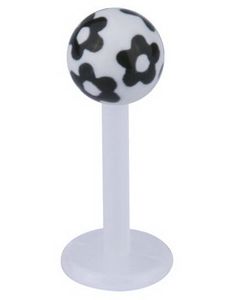 Labret m/Blomster - Hvit/Svart - Strl 1,2x8x4mm