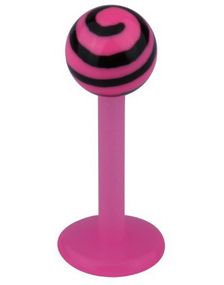 Labret m/Stripet Opp Kule - Rosa/Svart - Strl 1,2x8x4mm