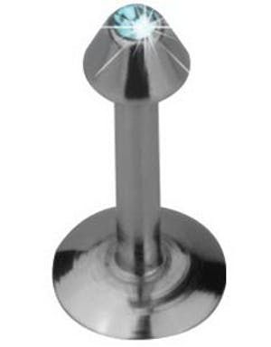 Labret Piercing med Spike Kule og Turkis Sten
