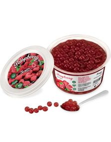 Fruit Pearls Raspberry - Bringebær Gelekuler til Boba/Bubble Tea 450 gram