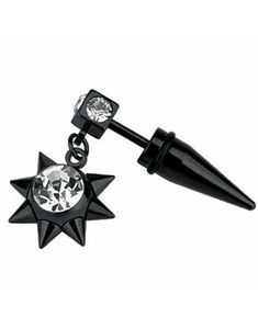 Hanging Diamond Star - Svart Fake Piercing