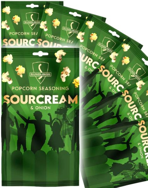 16 stk Sundlings Premium Popcorn Krydder - Sourcream & Onion - Hel Eske 416 gram