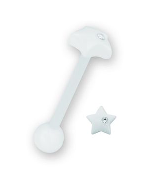 Star With Stone White - Tungepiercing
