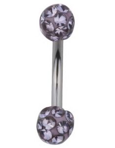 Dual Glitter Ball Øyenbrynspiercing - Lilla - 1.2 x 8 mm