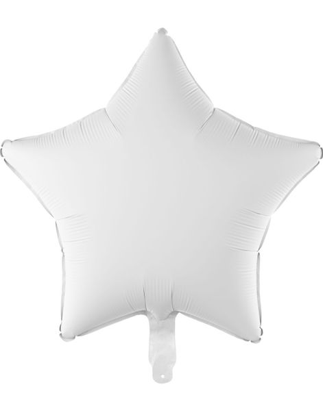 Matt Hvit Stjerneformet Folieballong 48 cm