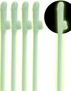 6 stk Gjenbrukbare Penis Glow in the Dark Sugerør