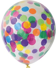 6 stk Klare Ballonger med Flerfarget Konfetti 30 cm