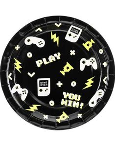 8 stk Runde Papirtallerkener 23 cm - Gamer Party