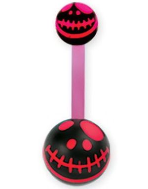 Jack Skellington Head Navlepiercing i Rosa og Svart