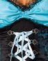 Svart Luksus Dirndl Oktoberfestkjole med Blomstermønster i Blått