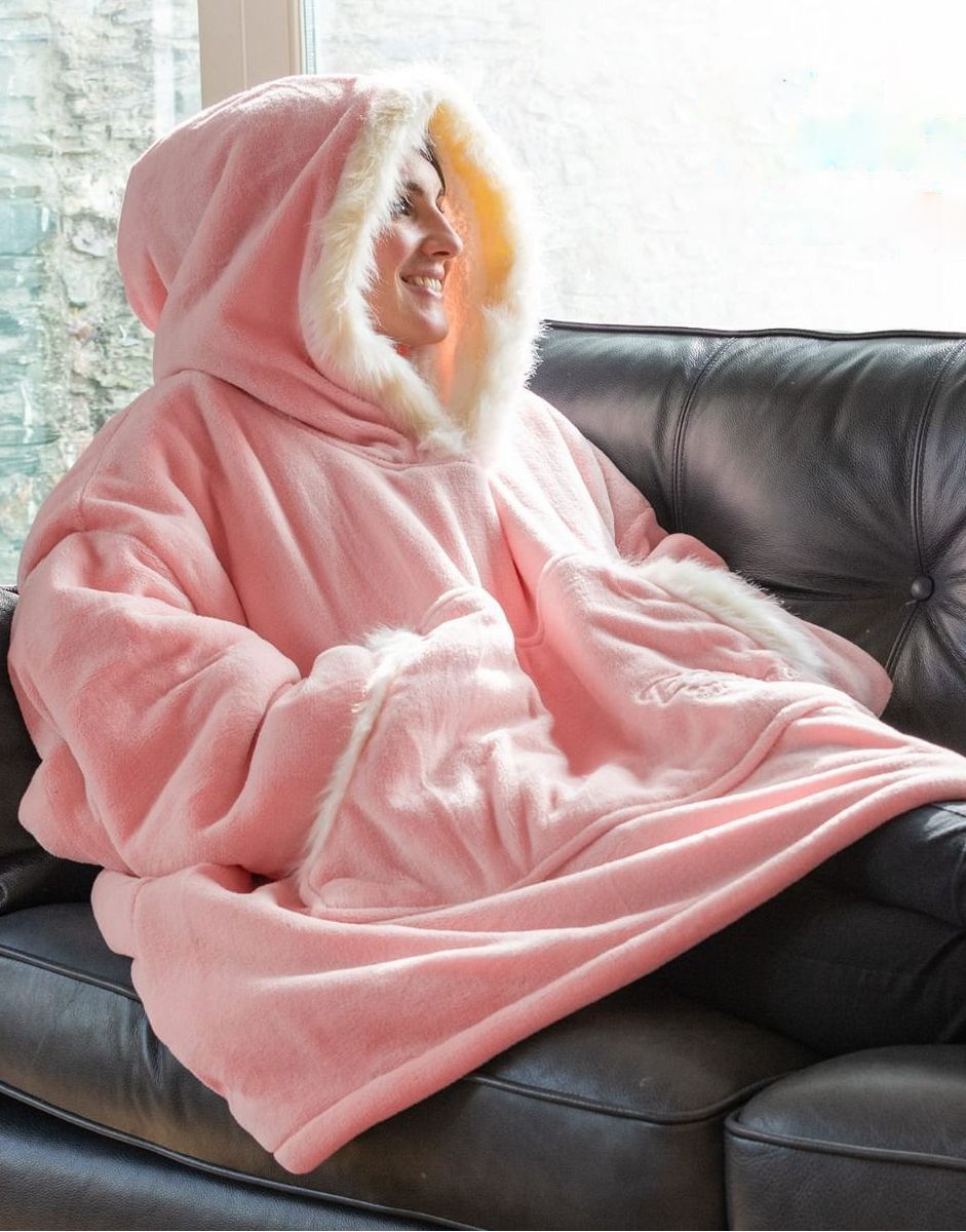 Snug Rug Eskimo Sherpa Fleece Hoodie i Rosa Pledd Tekstiler BARN
