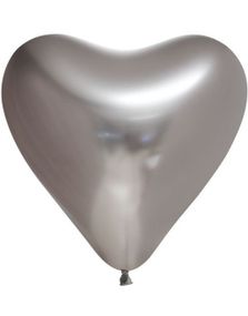 20 stk 30 cm - Glossy Sølvfarget Hjerteballonger