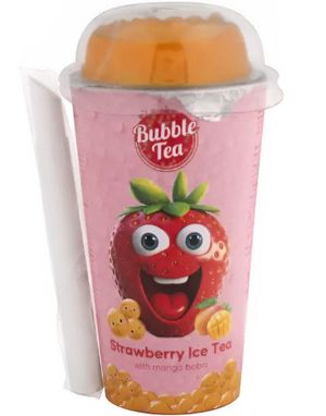 Strawberry Ice Tea With Mango Boba - Jordbær Iste med Mango Bobaperler 350 ml