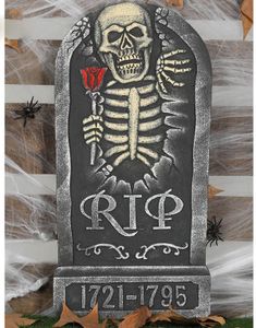 RIP - Grå Gravstøtte av Isopor 62x32 cm