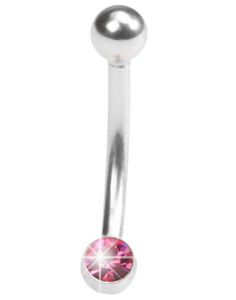 Øyenbrynspiercing med Rosa Sten - 1.2 x 8 mm
