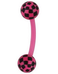 Øyenbrynspiercing med Sjakkmønster - Rosa/Svart - 1.2 x 8 mm