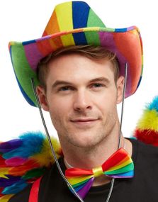 Regnbuefarget Cowboyhatt med Snøre