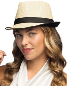Stråhatt Fedora – Beige med Svart Bånd