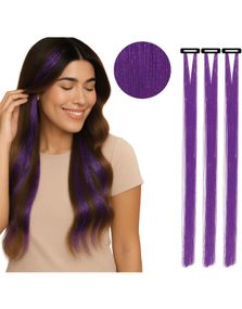 3 stk Tinsel Hair Extensions 50 cm - Lilla