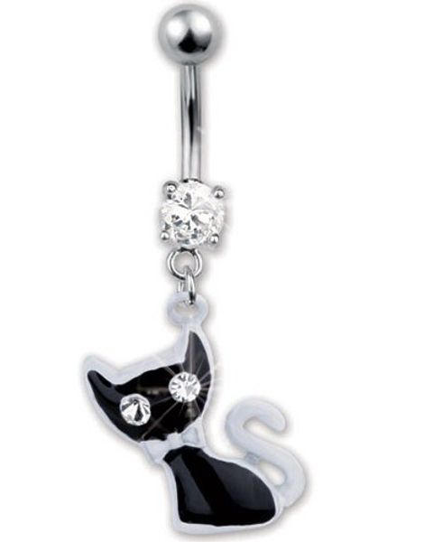 Freaky Kitty Navlepiercing - Svart/Hvit