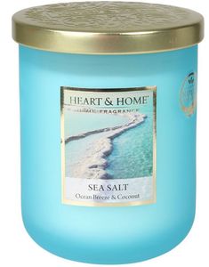 Heart & Home Sea Salt - Stort Duftlys i flott glass med Havbris og Kokosnøtt