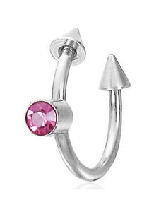 Øyenbrynspiercing med Spike Kuler & Rosa Sten - 1,2 x 10 mm
