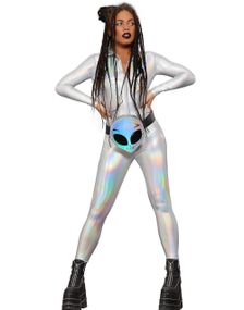 Mirror Holografisk Catsuit Damekostyme