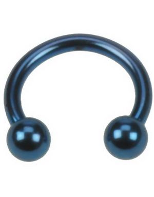 Rund Blå Øyenbrynspiercing med Runde Kuler - 1,2 x 8 mm