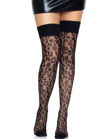 Svarte Nettingsstrømper med Leopard Motiv