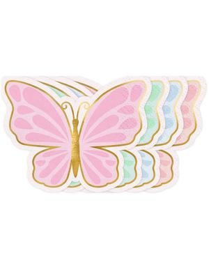 12 stk Fargerike Sommerfugler Servietter 32x24 cm - Colorful Butterflies
