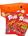 30 stk Trolli Spaghettini Sour Strawberry - Sure Jordbærsnører - Hel Eske 3 kg