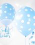 6 stk Pastell Blå Ballonger 30 cm med Hvite Polka Dots