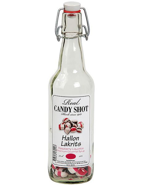 Bringebær og Lakris - Real Candy Shot i Patentflaske