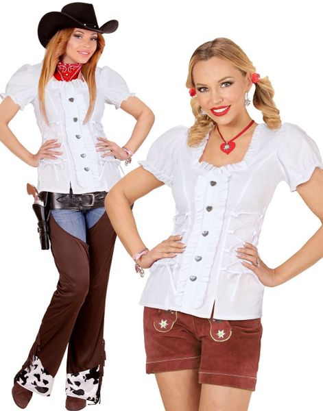 Hvit Bavarian/Oktoberfest Kostymebluse til Dame