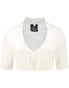 Oktoberfest Bluse med Blonder - Kremhvit