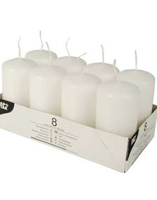 8 stk Hvite Kubbelys 10x5 cm