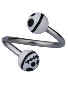 Eyebrow Piercing with Jack Skellington Head - Hvit/Svart - 1.2 x 10 mm