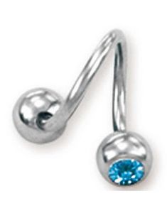 Curve Øyenbrynspiercing med Lys Blå Stener - 1.2 x 8 mm