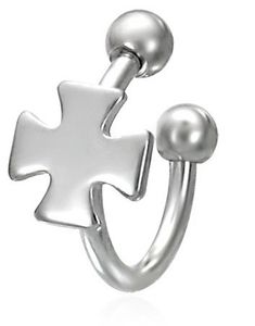 Ridderkors - 1.2 x 10 mm Sølvfarget Øyenbrynspiercing