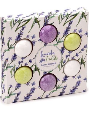 6 Pack Lavender Fields - Badebomber med Duft av Lavender i Gavepakke 420 gram