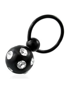 Svart BCR Piercing Glitrende Hengende Kule - 1.2 x 10 mm