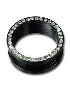Svart Piercing Tunnel med Diamanter