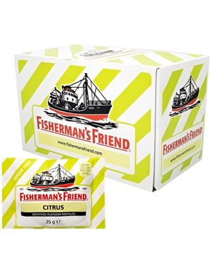 72 stk Sukkerfri Fisherman's Friend med Smak av Citrus - Hel Eske 1,8 kg