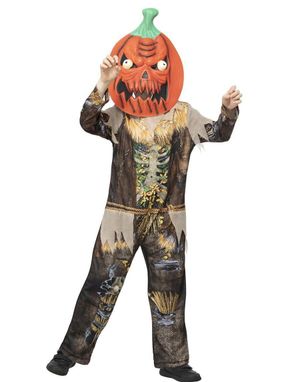 Pumpkin Scarecrow Reaper - Fugleskremsel Kostyme med Maske til Barn 